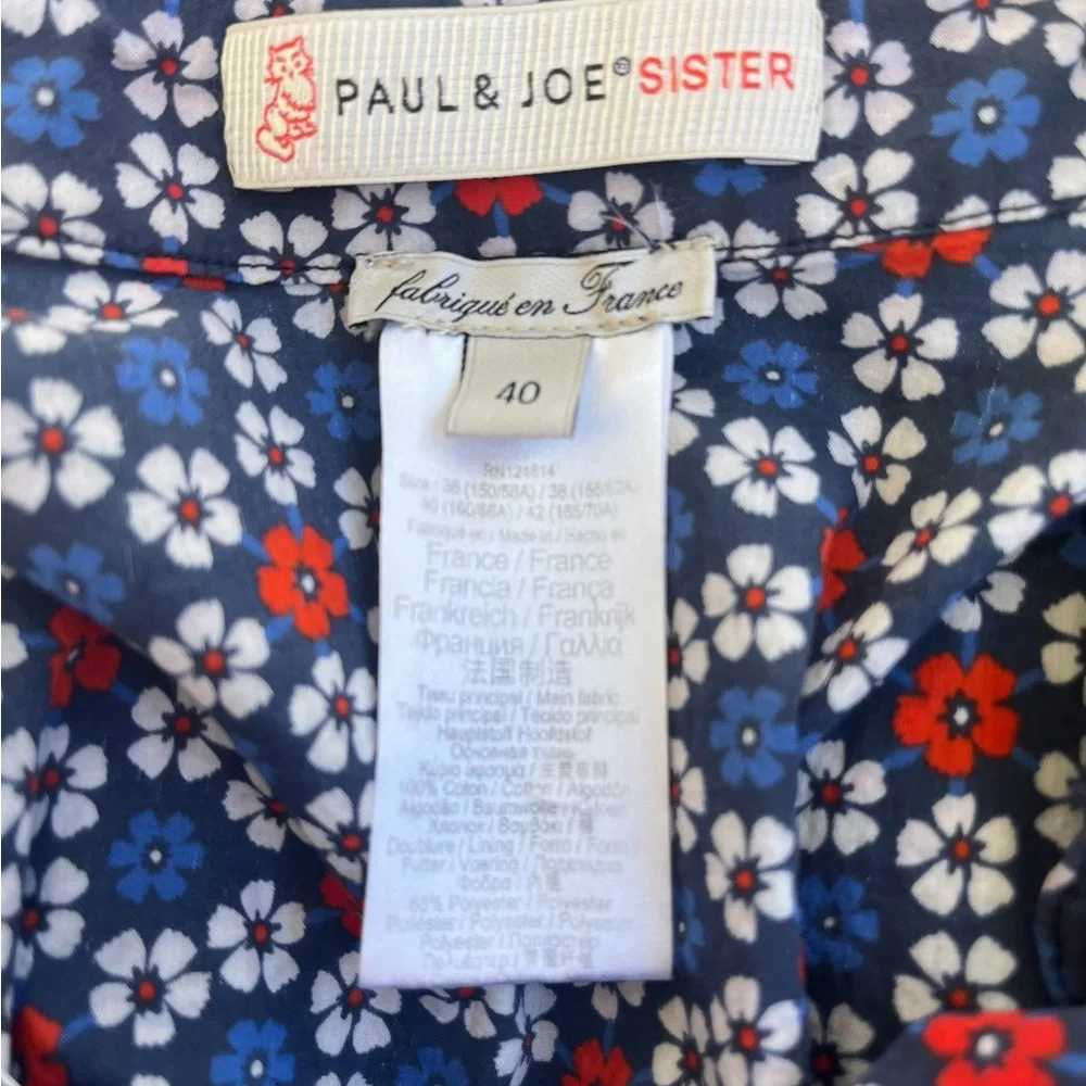 Paul & Joe SISTER Navy Red White Floral Button-Front Dress - Picture 11 of 12